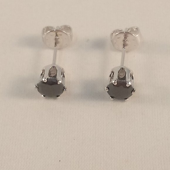 Jewelry - 18K White Gold Filled Black Onyx Diamond Zircon Stud Earrings 5m or .46ctw Gift